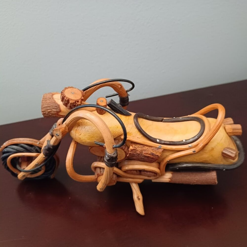 Vintage Handmade Wooden Motorcycle Model/Wooden Motorcycle Decor - Quite Unique!